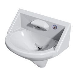 Wallgate Anti-Ligature, Anti-Vandal Solid Surface High Secure Basin; 1 Out; 1 Infra-Red Activation - White