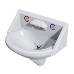 Wallgate Anti-Ligature, Anti-Vandal Solid Surface High Secure Basin, 2 Out for Pneumatic Activation - White