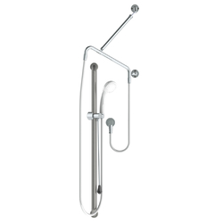 GalvinAssist® Hand Shower Kit with 1000 x 32mm SS Hygienic Grab Rail, ClevaCare® Shower & Pull Rod - High Wall Outlet