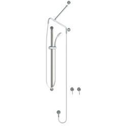 GalvinAssist® Hand Shower Kit with 900 x 32 Stainless Steel Hygienic Grab Rail, ClevaCare® Shower & CliniLever® Taps