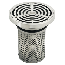 Indust Floor Waste Combo - Stainless Steel Round Grate 150x100 PVC/HDPE/CU & Stainless Steel Dual Strainers