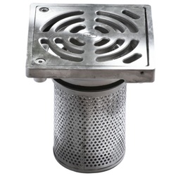Industrial Floor Waste Combo - SS Square Grate 200X100 PVC/HDPE/CU & SS Dual Strainers