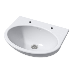 Wallgate Wash Hand Basin Solid Surface - Front Fixed Exposed Services & LH/RH Tap Holes