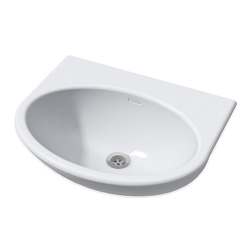 Wallgate Wash Hand Basin Solid Surface - Front Fixed Exposed Services & No Tap Holes - White