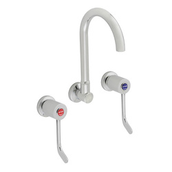 CliniLever® Chrome Plated Brass Hospital Wall Sink Set 150 C/D with 190 Gooseneck Outlet