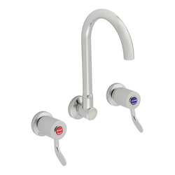 CliniLever® Chrome Plated Brass Hospital Wall Sink Set 80 J/V with 190 Gooseneck Outlet
