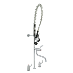 Ezy-Wash® Chrome Plated Brass Hob Mtd Conc Mixing Pre-Rinse Unit Type 82 Basin Tap - Pot Filler