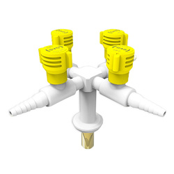 ProLab® Epoxy Coated Brass 4-Way Gas Turret Bench Mtd LP Gas - Lift/Turn 