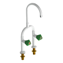 ProLab® Epoxy Coated Brass Bench Mtd Lab Set Front H&C 1-Way Swivel Gooseneck N/V #1 Aerator