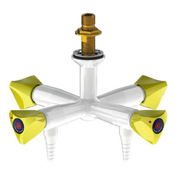 ProLab® Epoxy Coated Brass 4-Way Valve Suspended Mtd, 90° Outlet - Push Turn "Choose Media"