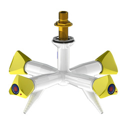 ProLab® Epoxy Coated Brass 4-Way Valve Suspended Mtd, 45° Outlet - Push Turn "Choose Media"