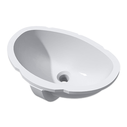 Wallgate Undermount Vanity Bowl Only Solid Surface with Overflow, 410 x 267mm - White