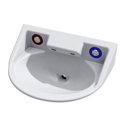 Wallgate Anti-Ligature, Anti-Vandal Solid Surface Basin with Dual Out & Piezo Activation - White